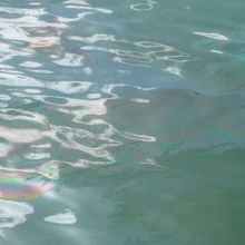 黒い油が浮いてきては、波で写真のようになります