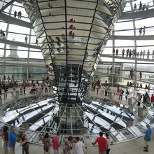 ドーム内部、スロープを螺旋上に登って行きます