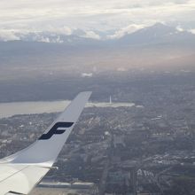 湖の右手切れ目あたりがモンブラン橋