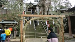 桜の名所で、西側の大山や相模平野の展望も良い神社