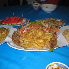 ラン島のシーフードレストランの食事