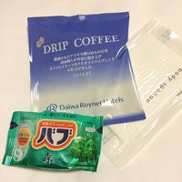 フロントでもらったコーヒーやアメニティ。こういうの嬉しい。