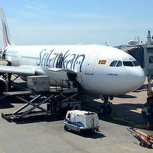 コロンボからマーレへの昼の便。機種はA３３０でした。