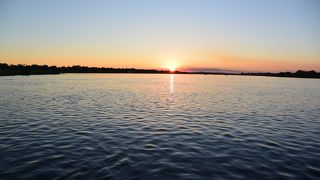 象やカバ、夕日もきれい