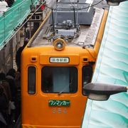 停車中のチンチン電車を見ることができる阪堺電気軌道（阪堺）の天王寺駅前駅