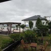 今回の客室からの眺望。プールです。