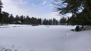 雪の日は池が見えず残念。