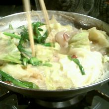 看板メニューのもつ鍋