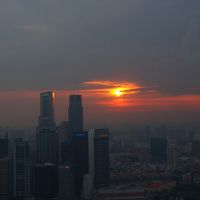 最上階から見た夕陽