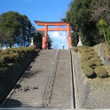 上の鳥居に続く階段