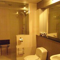 サウナの椅子がシャワー室についています