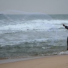 投網漁の見学をさせてもらったアルガム・ベイの浜辺。