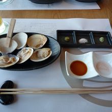 焼きはまぐり　熱々！