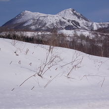 2000年噴火でできた西山火口付近からの有珠山の様子