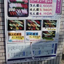 お寿司の内容です。