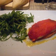 【前菜】赤ピーマンと干し鱈のミルフォイユ