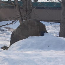 雪に埋没した記念碑の様子