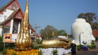 真っ白い仏様の頭が目印