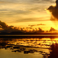 部屋から見た　朝日