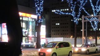 街路樹がライトアップ