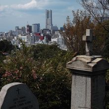 墓地の元町公園側から