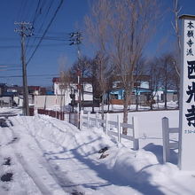 海側に向かう道は高台のためか、このように残雪が多かったです
