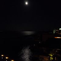 月明かりの映る海をお部屋のテラスから眺める