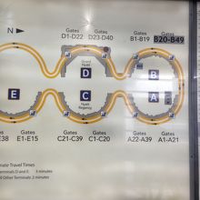 各ターミナルの配置図とスカイリンクの経路図