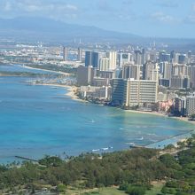 頂上から見るワイキキビーチ