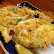 白海老の掻き揚げ　これも素晴らしく美味しかった！