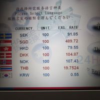 フロントの脇の両替機が便利