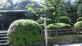 将軍墓地の入り口を守る葵の紋