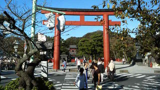 鶴岡八幡宮の入口に建つ鳥居