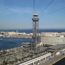 ロープウェイからバルセロナ港を望む