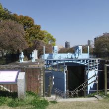 閘頭部の制水扉