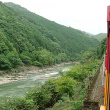 トロッコ列車からの保津川