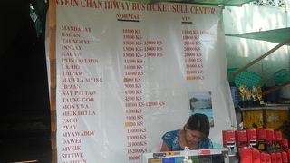 スーレーパゴタ横のバスチケット売り場