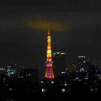 ライトアップされた東京タワー　室内より