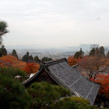 喜見院展望台からの眺望。快晴なら琵琶湖・比叡山が見えます。