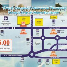空港バスの市内停留所案内