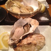 焼き牡蠣と、牡蠣の天麩羅