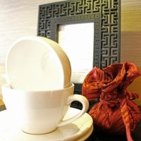 お部屋に龍井茶のセットが置いてありました