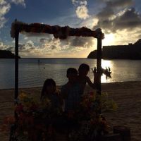 サンセットをバックに