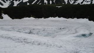雪や氷に覆われたミクリガ池