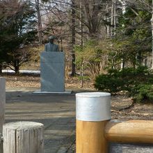 花木園の一角にある新渡戸稲造銅像（胸像）