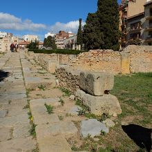 フォーラム・ローマに残るローマ時代の石畳通路や民家跡。