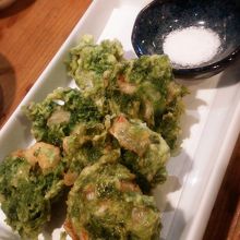 アーサ(あおさ)とエビのかき揚げ。絶品！