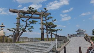 大きな鳥居と櫓がありました