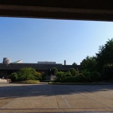 美術館側のベンチから中庭を望む