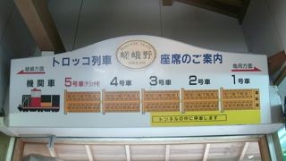 保津川渓谷に沿って走る観光列車